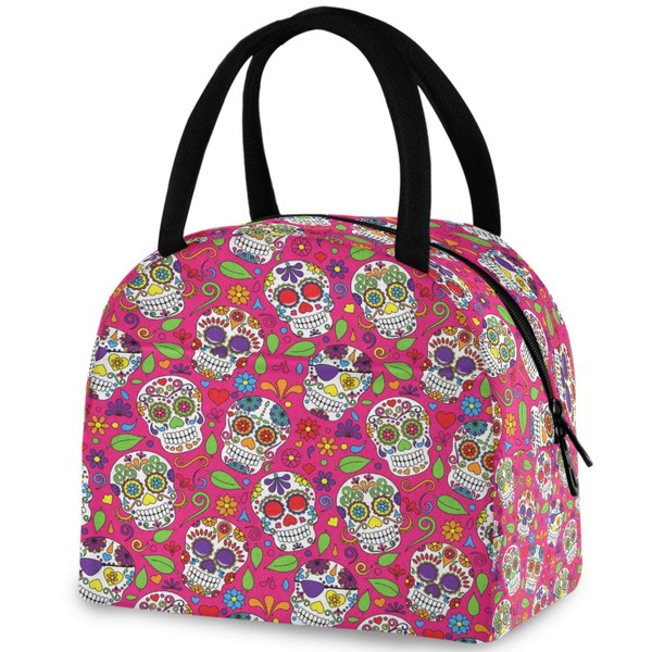 ZzWwR Chic Sugar Skulls Day of the Dead Reusable Lunch