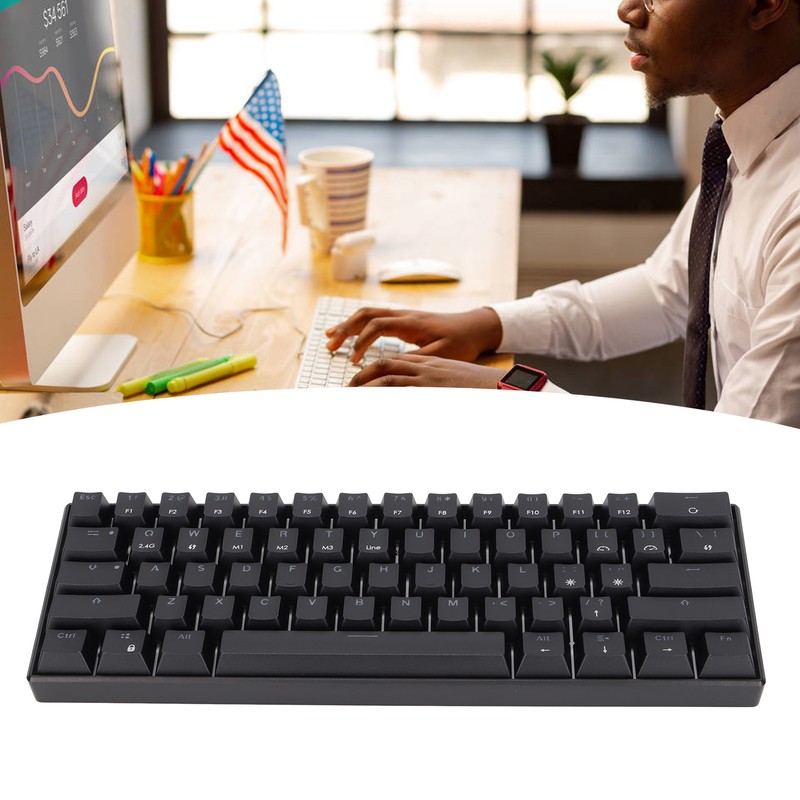 Mechanical Keyboard 61 Keys Three Modes Support Wireless Portable Ergonomic
