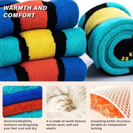 Merino Wool Ski Socks 2 Pairs for Mens Womens Knee High Thermal Snowboarding Socks for Cold Weather