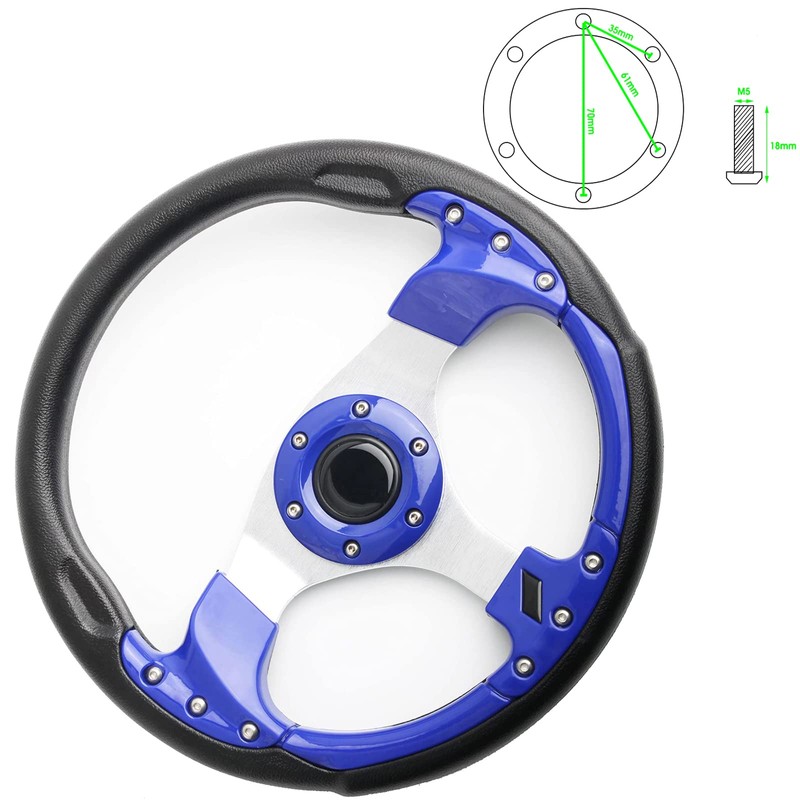 YEHICY Classic Blue Golf Cart Steering Wheel for Club Car