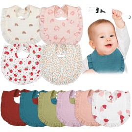 10 Pcs Baby Muslin Bibs Drool Bandana Soft Adjustable Baby Cotton Bibs for Newborn Baby Girl Boy Toddlers Infants Teething (Pastel Colors)
