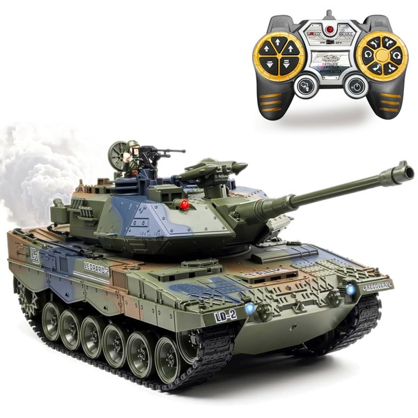 German Leopard-2 Tank, 1/18 RTR RC Armored Fighting Vehicle, Airsoft