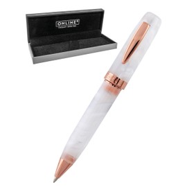 Online Bohemian Art White Rose 44034 Ballpoint Pen Made of Resin and Acrylic I High-Quality Twist Ballpoint Pen with Black Refill I able Large Refill I in Elegant Retro Gift Box