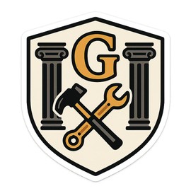 Architectural Tool Emblem Sticker - Vintage Style Decal for DIY Enthusiasts (2.75" x 3")