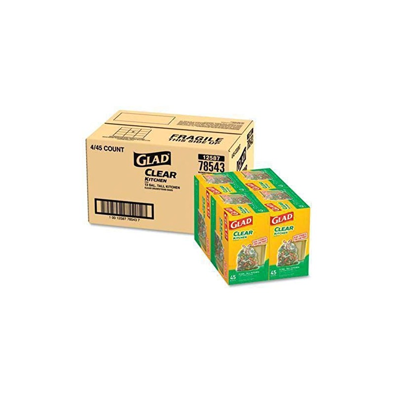 Recycling Tall Kitchen Drawstring Trash Bags, 13 gal, 0.9 mil,