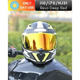 Logto Motorcycle Helmet Visor for I70 HJ-31 Helmet Visor Replacement Uv Protection Anti-Scratch, Universal (Revo Deep Red)