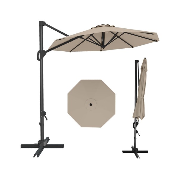 10FT Outdoor Patio Umbrella Large Cantilever w/Base Included Market Sun