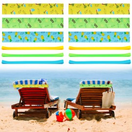 12 Pcs Towel Bands for Beach Chairs, Elastic Beach Towel Bands Holder Beach Towel Clips, Multicolor Beach Towels Straps Windproof Beach Chair Bands Cruise Ship Essential for Beach Vacation Pool