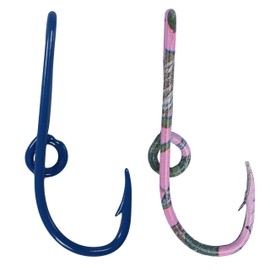 Eagle Claw Pink & Camo and Blue Hat Hook Fish Hook Tie Clip - Set of Two Hat pins one Pink & Camo and one Blue
