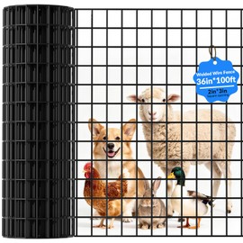 Welded Wire Fence, 36 Inch x 100 Foot Black PVC Coated Wire Mesh, 2 Inch x 3 Inch 16GA Garden Border Fencing Roll Vinyl Coating Metal Wire Mesh for Yard Vegetable Plant Protection Poultry Netting