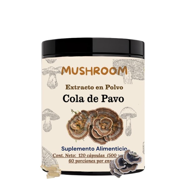 Hongos Adaptógenos - Hongo Cola de Pavo 120 Cápsulas- Extracto
