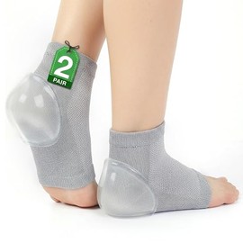 2 pares de calcetines hidratantes para el talón de gel para tratamiento de talones agrietados, calcetines de gel sin dedos para pies secos agrietados 