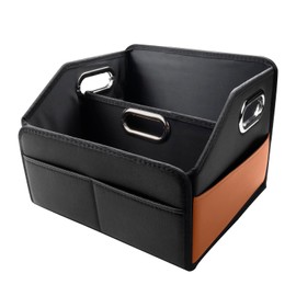 Noaman Car Organizer - 2025 Upgraded Leather Car Storage Organizer for Front Back Seat or Floor with 3 Metal Handles 6 Apartments, Multipurpose Car Organizers and Storage Black.