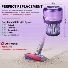 Mokchance 2 Pack V11 Vacuum Filters Replacement for Dyson V11 V11 Animal V15 Detect V11 Extra Cordless Vacuum Cleaner, Fit for Dyson V15s Detect Submarine, Part No.970013-02 (NOT for Outsize/Plus)