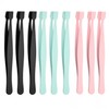 Beginner-Friendly Stainless Steel Flat Head Eyelash Applicator & Tweezers Free Size/Pink Curved Head 15ea