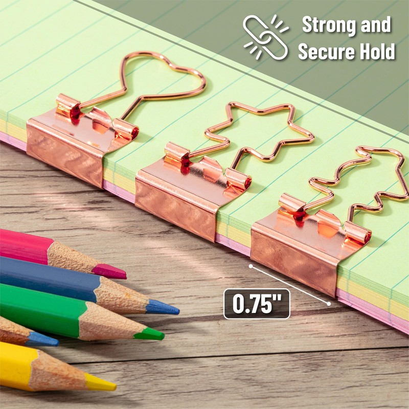 Mr. Pen- Cute Metal Binder Clips, 18 pcs, 0.75", Small
