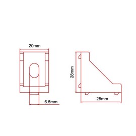 Befenybay Extruded Aluminum Profile 2028 Corner Bracket Right Angle for 6mm Slot Aluminum Extrusion Profile 2020 Series (2028-Black-20 with Screws)