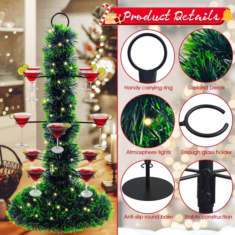 Cocktail Tree Stand for Drinks, Metal Champagne Drink Tower Stand
