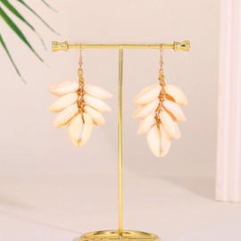 Jovono Boho Shell Earrings Leaf Shape Dangle Earrings Conch Ear Drops Beach Ear Accessories for Women /, /