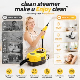 Steam Cleaner,15s Heat-Up 6-Level Adjustable, 2500W Handheld Steam Cleaner for Home with 13 pcs Accessories,Portable Steamer for Kitchens, Grease, Bathroom, Grout,Tile, Floor, Couch and Car