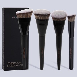 MAANGE Professional Makeup Brush Set, 4 Counts/set Versatile Soft Makeup Brushes for Foundation, Eye Shadows, Brushes with Comfortable Grip - Color: Black, Specification: one-size