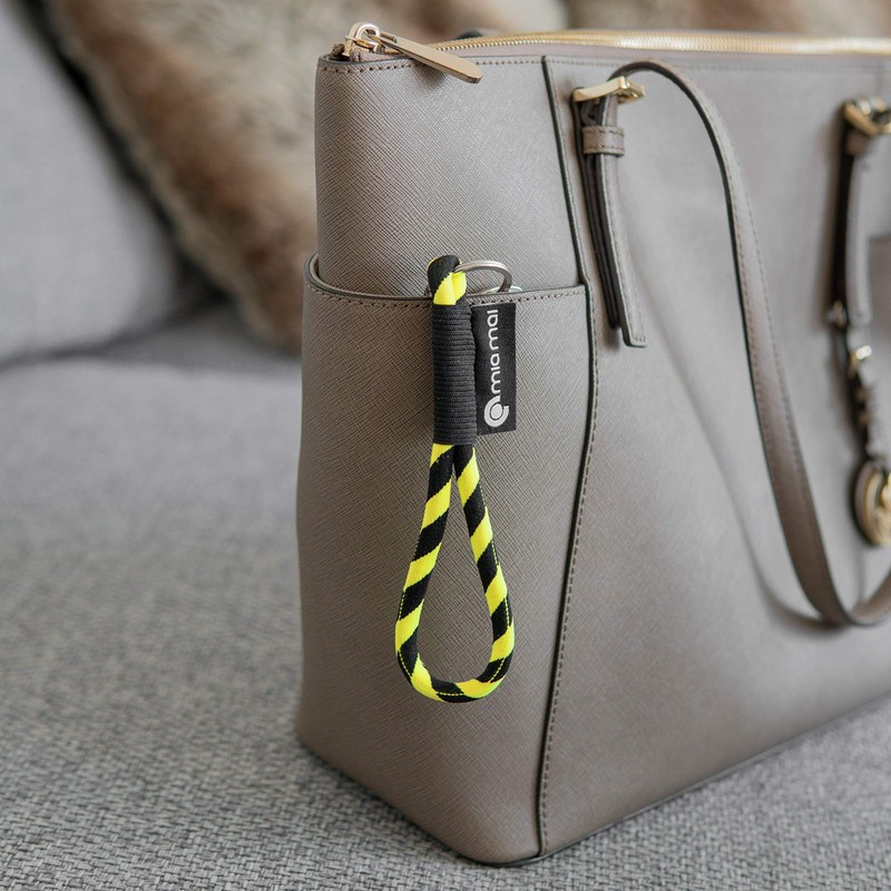 Mia Mai Tubular Lanyard (Yellow/Black, 15 cm), Key Ring Keyring