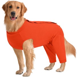 Kuoser Dog Recovery Suit for Rear Legs, Dog Surgical Suit with Pants Cover to Prevent Licking Wounds, Dog Onesie for Surgery Female Spay Male Neuter, Anti Licking Dog Recovery Leg Sleeve, Orange 2XL