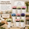 3-Tier Metal Flower Cart Display Stand with 9 Buckets, Flower
