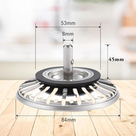 JOOTUEPO Kitchen Sink 84 mm, Anti-Clog Filter Stainless Steel Universal Sink Plug, Stainless Steel Sink Stopper Replacement Drain Plug for Food/Waste