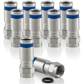 Poppstar 10x SAT Quick Mount Connector, Compression Connector for Coax Cables (RG59 RG6U Coaxial Cable (up to 7.8mm), Weather Resistant