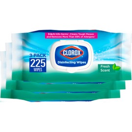 CLOROX Clorox Disinfecting Wipes, Bleach Free Cleaning Wipes, Household Essentials, Fresh Scent, Moisture Seal Lid, 75 Wipes, Pack of 3 (New Packaging)