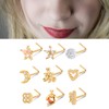 9pcs Nose Studs Set Golden Stainless Steel L Shape Shiny