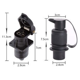 Etuker 3-Pin Plug & Socket 3-Pin Trailer Plug Socket 3-Pin 12 V DIN 9680 Trailer Adapter 3-Pin