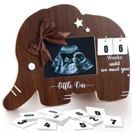 Threehoney Baby Sonogram Picture Frame Ultrasound Photo Frame Countdown Weeks Standard Gender Reveal Gifts Pregnancy Announcement Shower Nursery Decor Pregnancy Gifts for New Mom(Elephant Style)