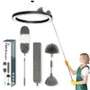 TIMIVO Cobweb Duster with Extension Pole 30 to 100 Inches (Stainless Steel),Microfiber Duster for Cleaning, Bendable Washable, Used to Clean Ceiling Fan, High Ceiling, Blinds（5PACK）