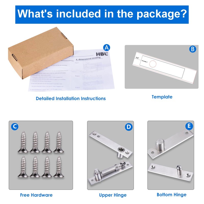 Heavy Duty Pivot Hinge for Wood Door - HBL' Stainless