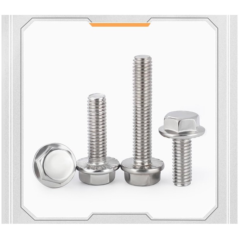 cSeao M6-1.0 x 16mm Flanged Hex Head Bolts Flange Hexagon