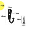 NYANDELMO ND-0046-R06-BK10 Wall Hooks, Antique Hooks, Black, Set of 10