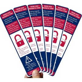 Lockdown Magnetic Strips Door Security Devices Thin Magnetic Strips School Office Emergency Easy Quick Lock Door Latch White Text Version (50)