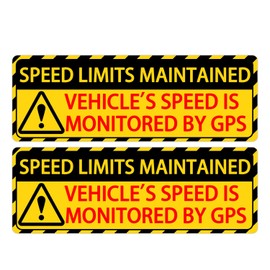 4 PCS Speed Limits Maintained Stickers Vehicle Speed is Monitored by GPS Warning Signs Safe Driving with GPS Speed Limit Stickers, 10x3.5 Inches