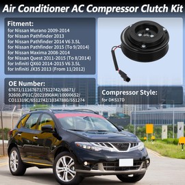 A ABSOPRO Air Conditioner AC Compressor Clutch Kit for Nissan Murano Pathfinder 2013-2015 for Nissan Maxima Quest 2014 for Infiniti QX60 JX35 for DKS17D AC Compressor Clutch No.11167671