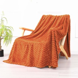 Bnuitland Orange Flannel Throw Twin Size Blanket (60X80 inches), 300 GSM Fleece Cozy Warm Soft Home Decor Lightweight Bed Blanket for Adults, Suitable for All Seasons.
