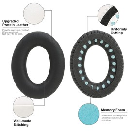 Ear Cushions Replacement for Bose QuietComfort 35 QC35 QC35ii QC45 QC25 QC15 with Upgraded Memory Foam& Durable Protein Leather (Black)