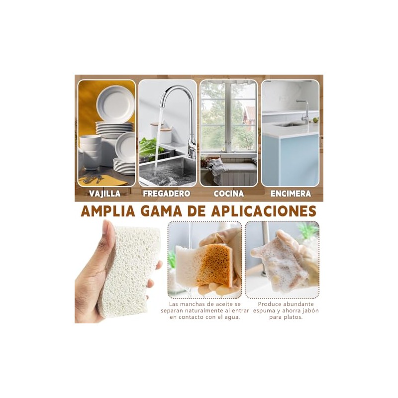 12PCS Esponja para Trastes Naturales, Esponja Trastes EcolóGicas, Esponjas para