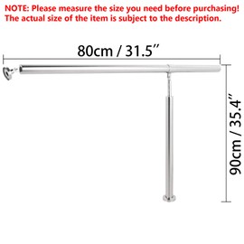 Happybuy Step Handrail 304 Stainless Steel Stair Railing 1-2 Step for Indoor and Outdoor Adjustable Metal Hand Rails for Steps, 31.5x35.4 Inch, Silver