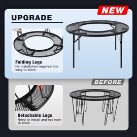 REDCAMP 36 Inch Fire Pit Surround Tabletop for Solo Stove Bonfire/Ranger, Foldable Round Fire Pit Table-Surround Ventilated Tabletop and Foldable Legs Design to Install and Portable for Yard, Patio