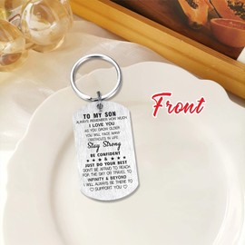 DEGASKEN Son Gifts Keychain Have Fun Be Safe Make Good Choice Call Your Mom, Fathers Day, Back to School