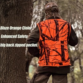 VicBre Blaze Orange Hunting Vest with Pockets for Men fishing Camping Outerwear M