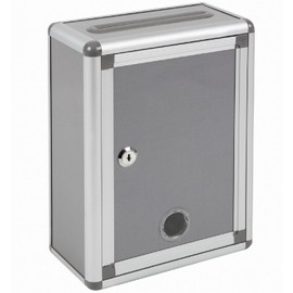 Aoakua 鍵付きBOX 募金箱 ／ 応募箱 ／ 投票箱 シルバーグレー W22cm (High:29cm)