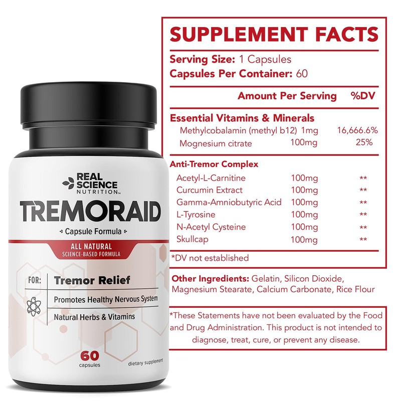 Tremoraid Essential Tremor Relief Supplements (60 Caps)* (3 Bottles)